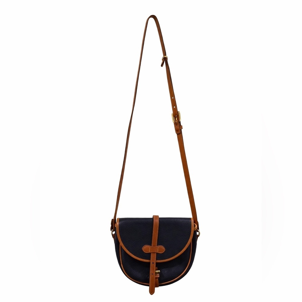 Vintage Dooney & Bourke Overland Crossbody AWL Navy Tan Duck Logo Bag